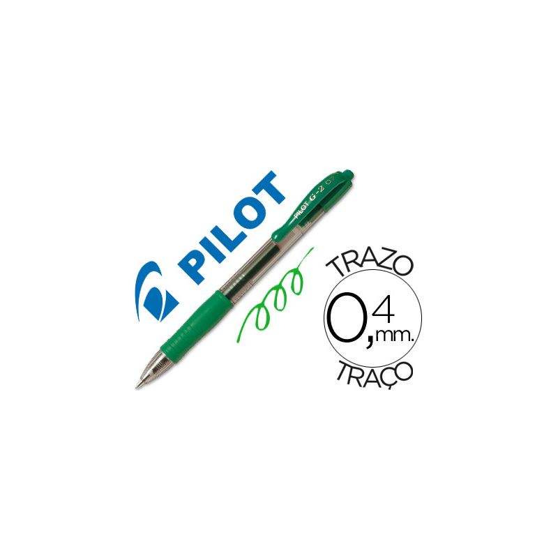 Boligrafo pilot g-2 verde tinta gel retractil sujecion de caucho