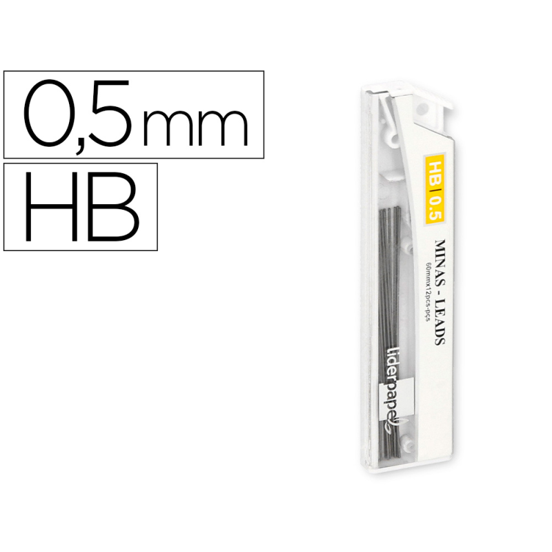 Minas liderpapel grafito 0,5 mm hb tubo de 12 minas longitud 60 mm