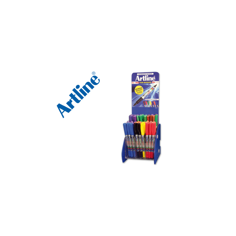Rotulador artline marcador permanente ek-041t doble punta 0,4 y 1 mm expositor de 72 unidades colores surtidos