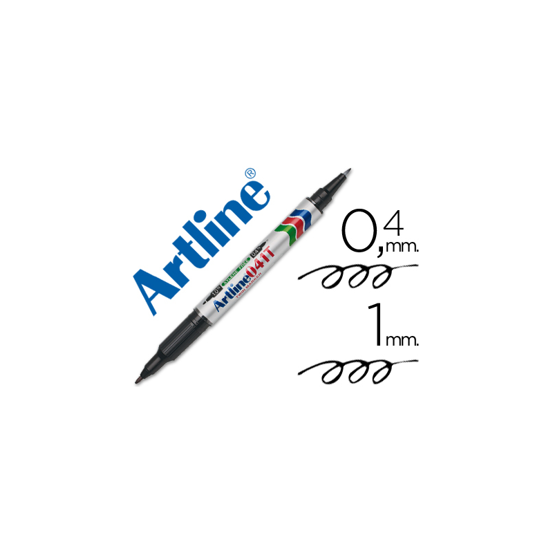 Rotulador artline marcador permanente ek-041t negro doble punta 0,4 y 1,0 mm