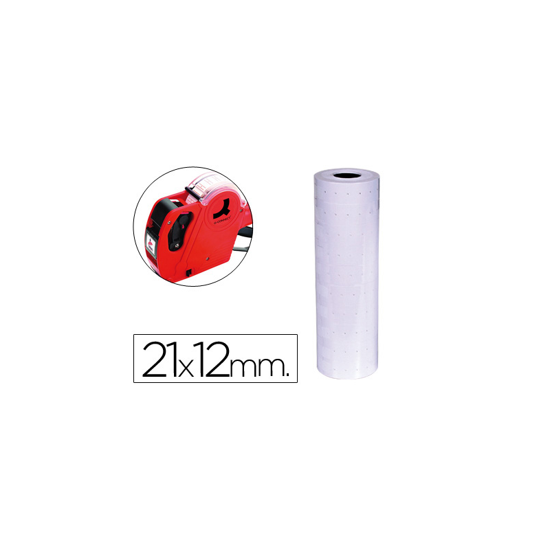 Etiquetas q-connect blanca 21x12 mm lisa rollo 1000 etiquetas para etiquetadora connect kf00712
