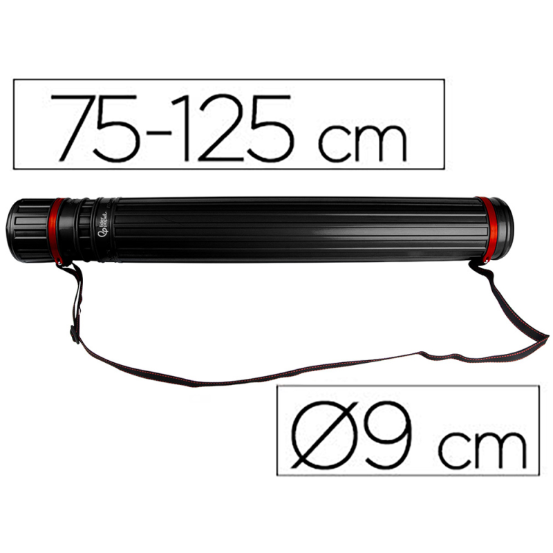 Portaplanos plastico liderpapel diametro 9 cm extensible hasta 125 cm negro