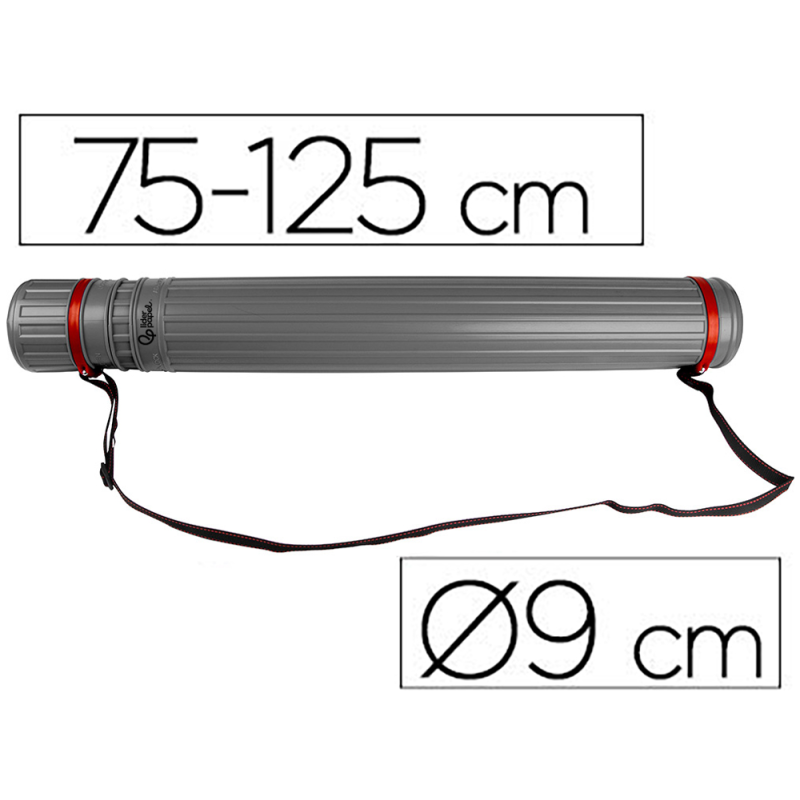 Portaplanos plastico liderpapel diametro 9 cm extensible hasta 125 cm gris