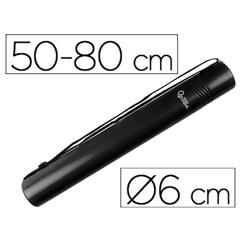 Portaplanos plastico liderpapel diametro 6 cm extensible hasta 80 negro
