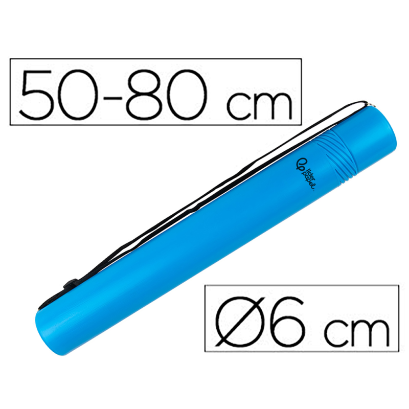 Portaplanos plastico liderpapel diametro 6 cm extensible hasta 80 azul