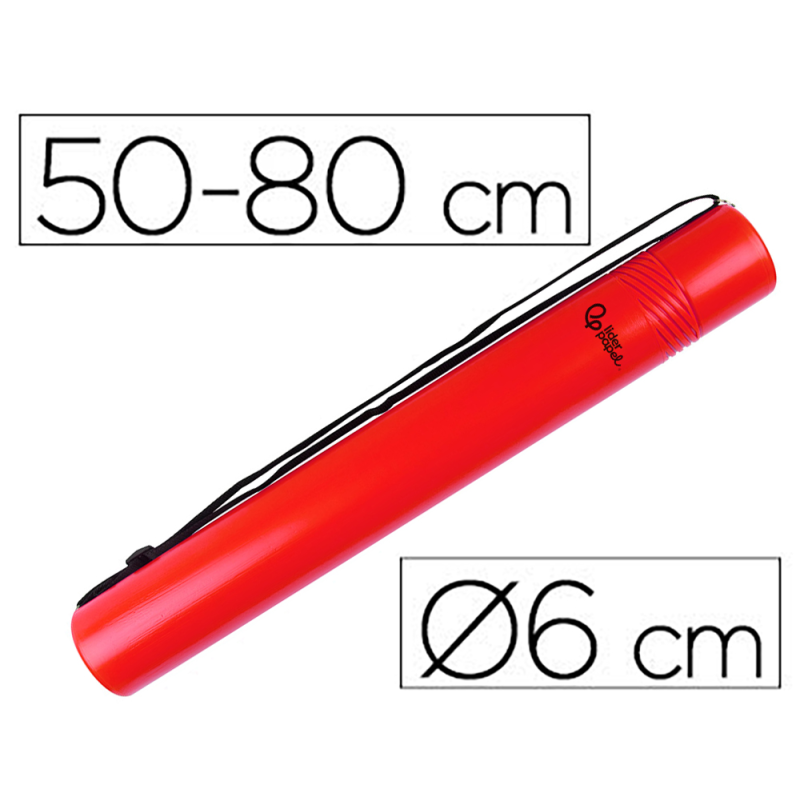 Portaplanos plastico liderpapel diametro 6 cm extensible hasta 80 rojo