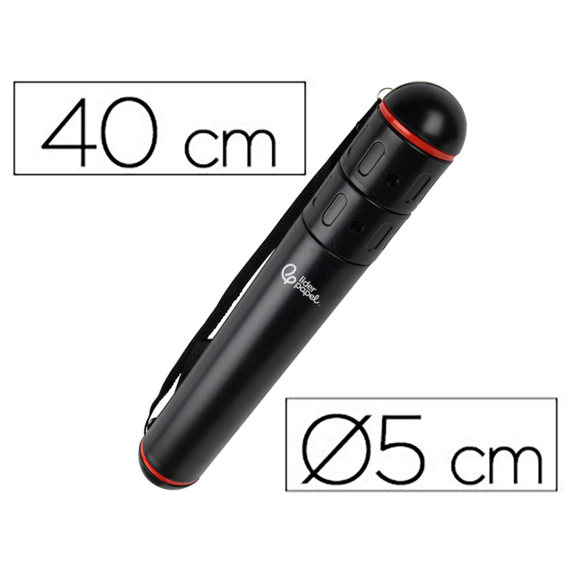 Portaplanos plastico liderpapel diametro 5 x 40 cm no extensible negro