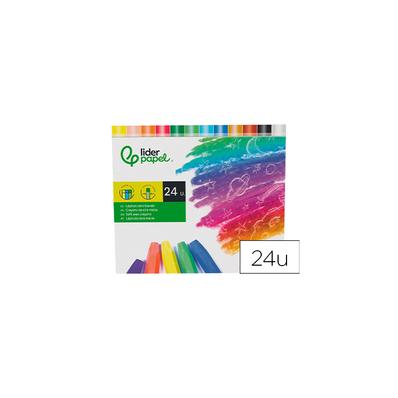 Lapices cera semi blanda lider papel caja de 24 unidades colores surtidos