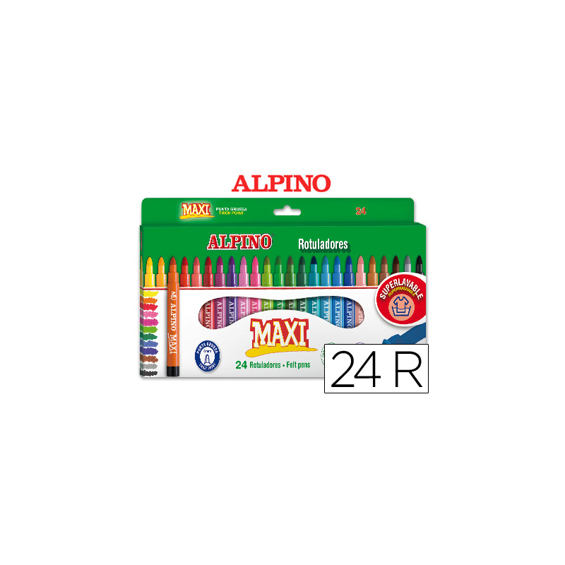 Rotulador alpino maxi caja de 24 unidades colores surtidos