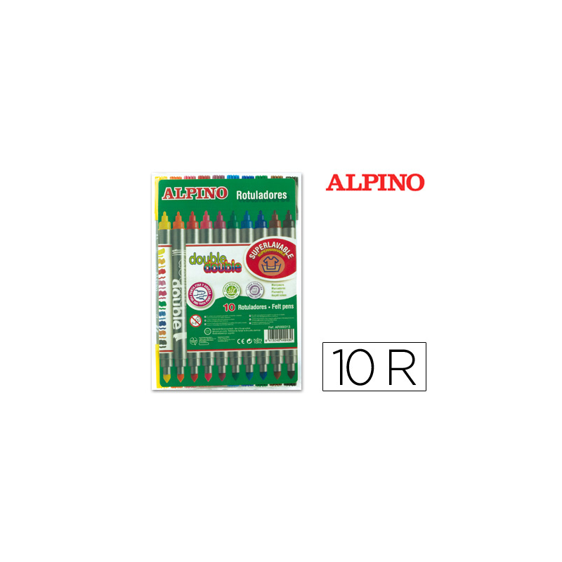 Rotulador alpino double double punta gruesa y punta fina caja de 10+2 unidades colores surtidos
