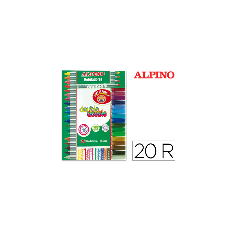 Rotulador alpino double double punta gruesa y punta fina caja de 20+4 unidades colores surtidos