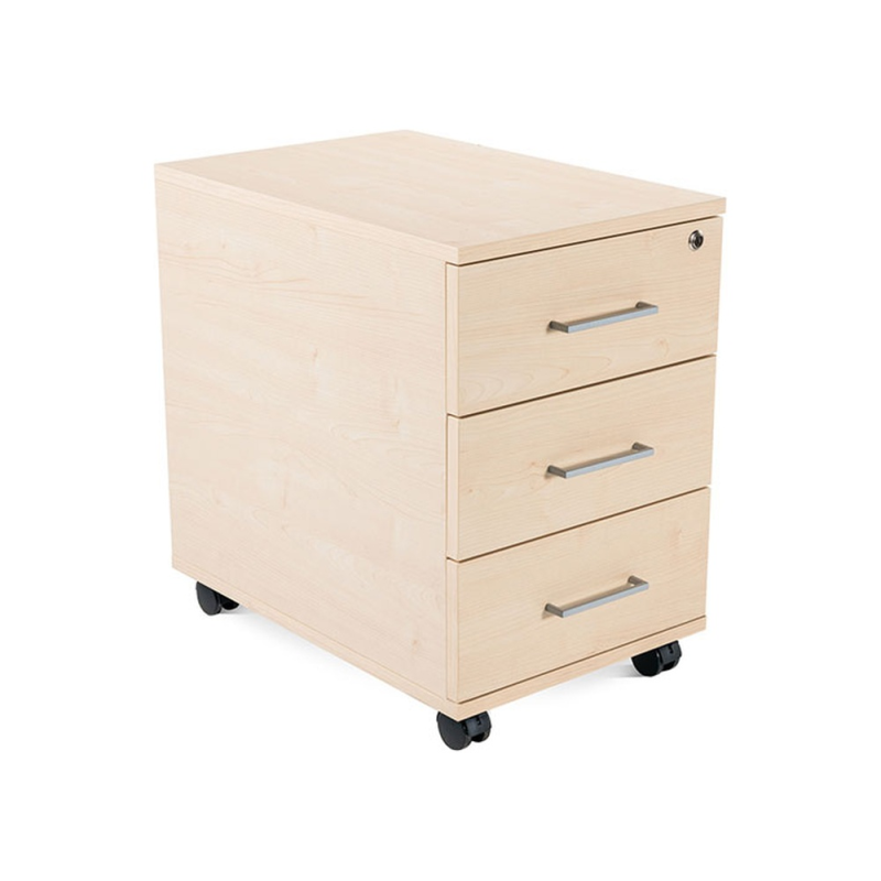 Cajonera rocada con 3 cajones serie store 60x40x60 cm acabado haya/haya