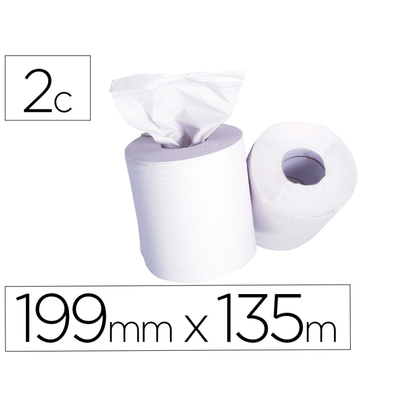 Papel secamanos 2 capas 199 mm x 135 mt mandril 70 mm diametro 197 mm