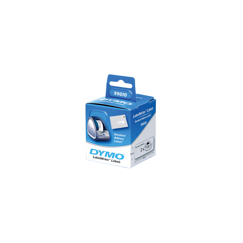 Etiqueta adhesiva dymo 99010 -tamaño 89x28 mm para impresora 400 130 etiquetas uso direcciones caja de 2