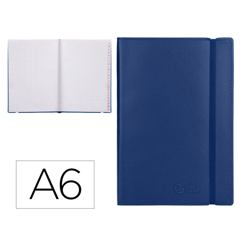 Libreta indice liderpapel similpiel a6 120 hojas 70gr color azul