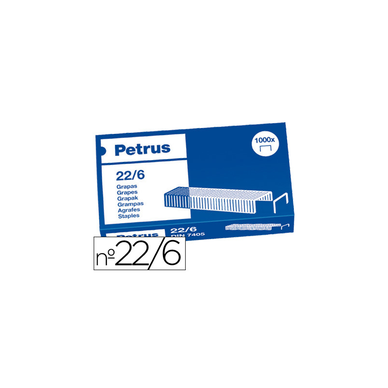 Grapas petrus nº 22/6 cobreadas caja de 1000 unidades