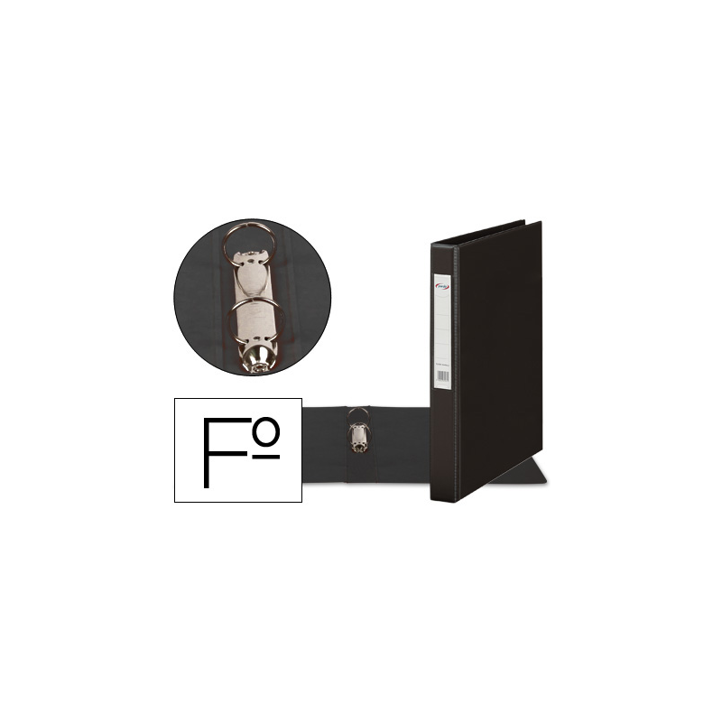 Carpeta 2 anillas 40 mm plastico pardo folio negro