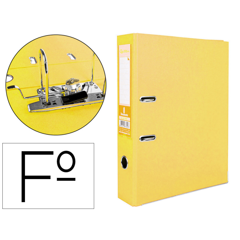Archivador de palanca liderpapel folio documenta forrado pvc con rado lomo 75mm amarillo compresor metalico