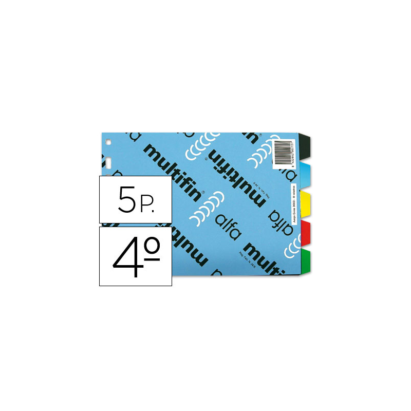 Separador multifin 3003 plastico cuarto apaisado 5 pestañas 215x155 mm