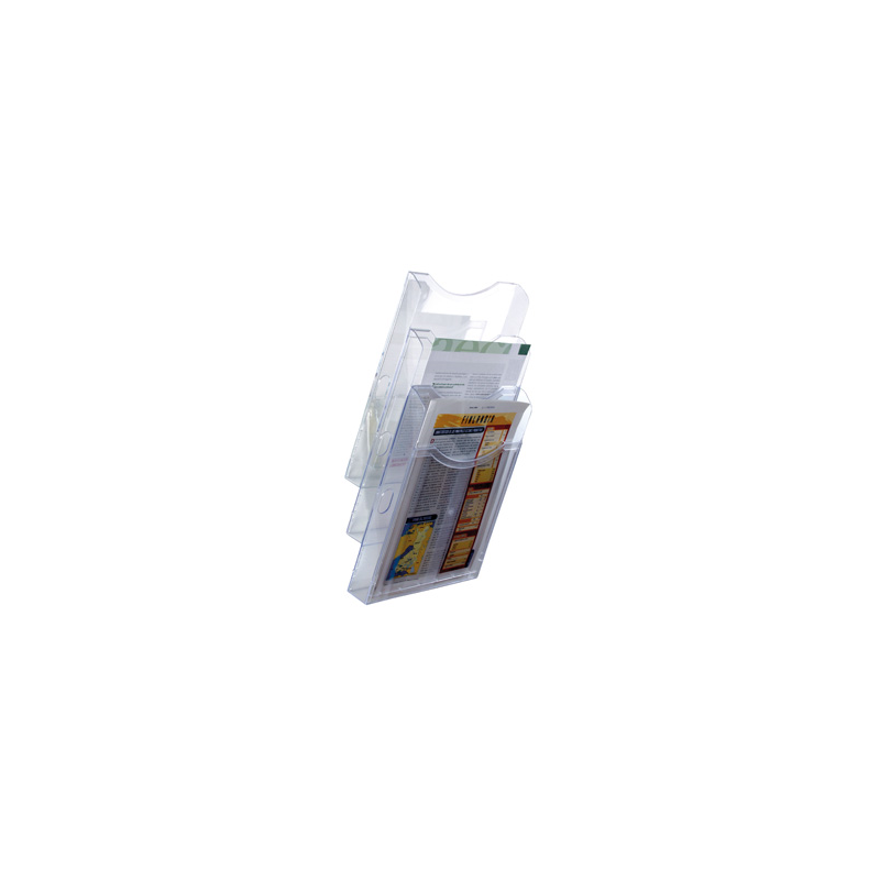 Expositor mural archivo 2000 de pared 3 bandejas din a4 transparente 105x235x445 mm separadores moviles ajustables