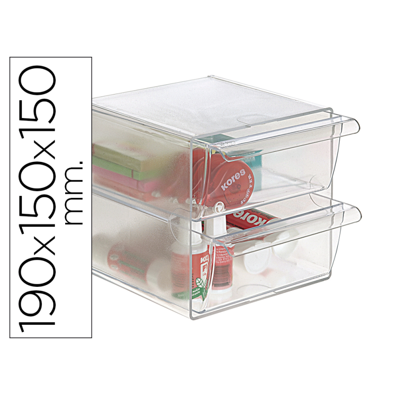 Archicubo archivo 2000 2 cajones organizador modular plastico 190x150x150 mm incluye 2 clips de sujecion