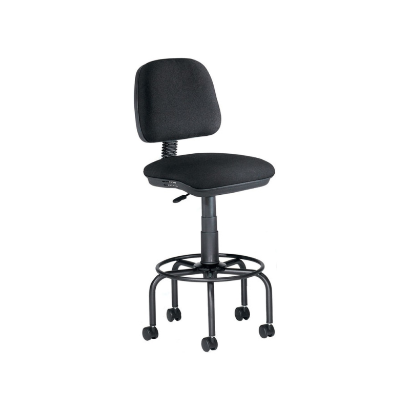 Taburete con respaldo rocada para mesa de dibujo negro regulable en altura hasta 725 mm tela ignifuga