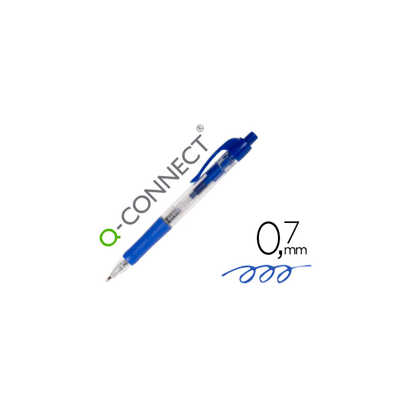 Boligrafo q-connect retractil con sujecion de caucho tinta aceite 0,7 mm color azul