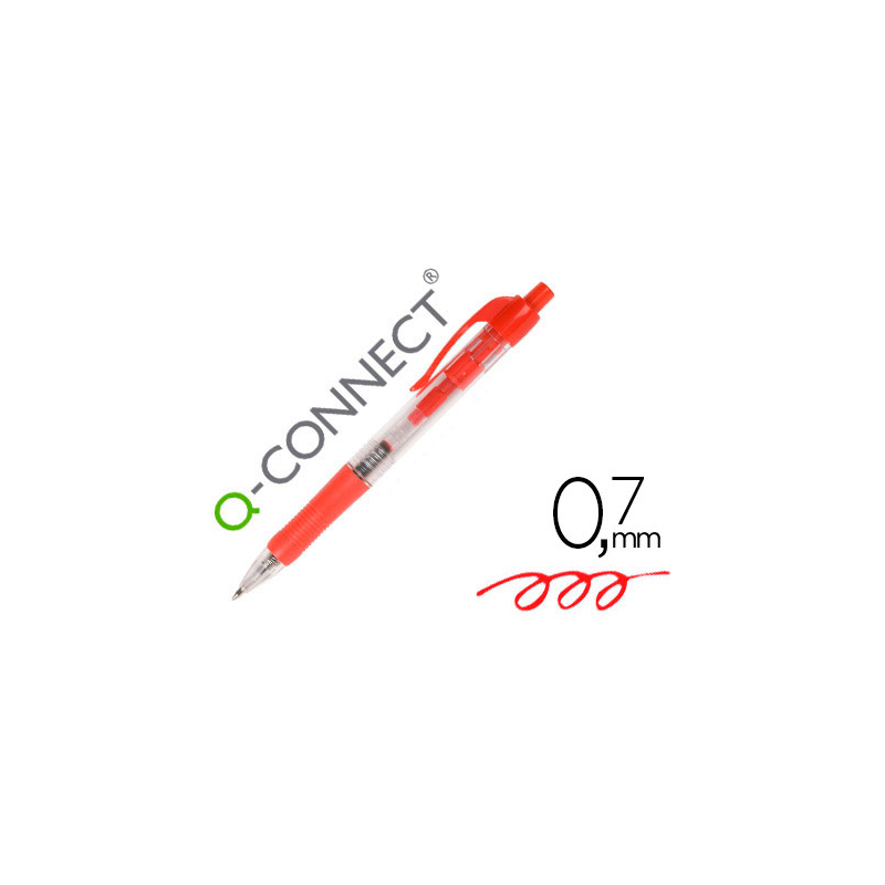 Boligrafo q-connect retractil con sujecion de caucho tinta aceite 0,7 mm color rojo