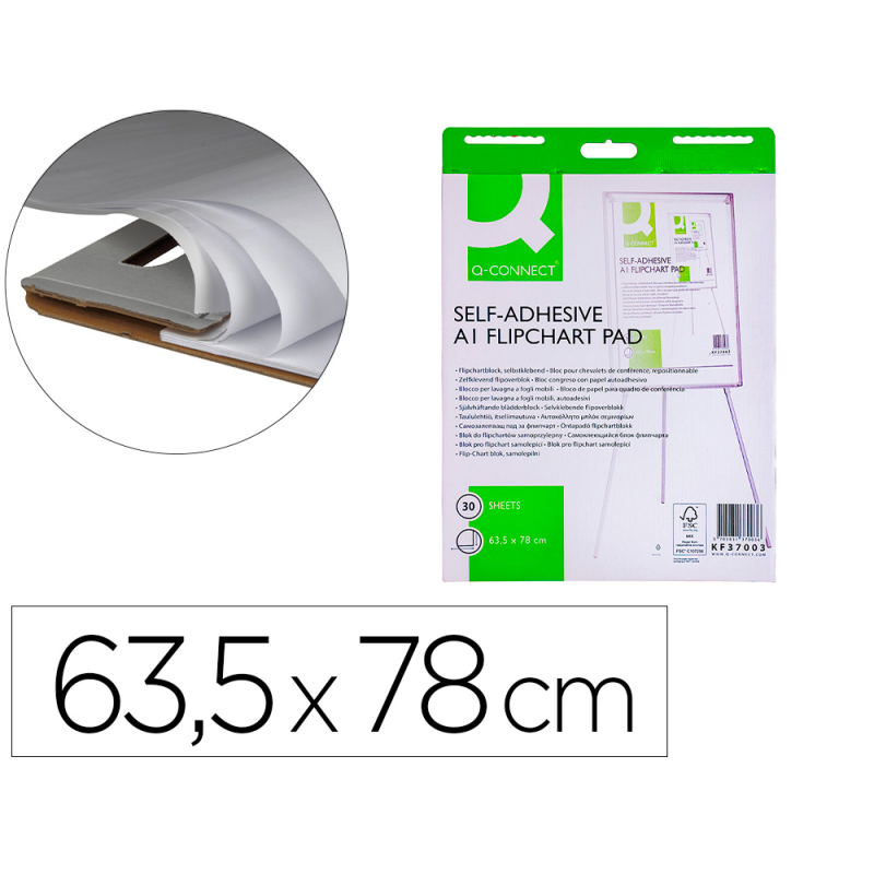 Bloc congreso q-connect papel autoadhesivo 635x830 mm fsc 30 hojas 70g/m2