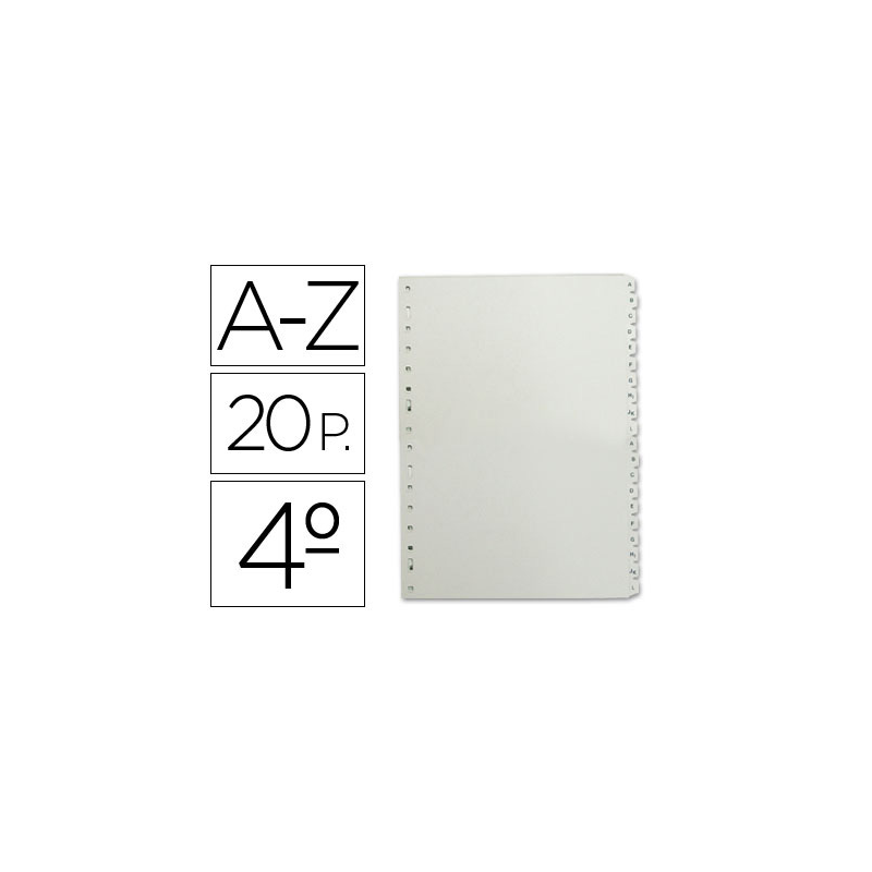 Separador alfabetico multifin 3002 plastico cuarto natural 20 pestañas 155x215 mm