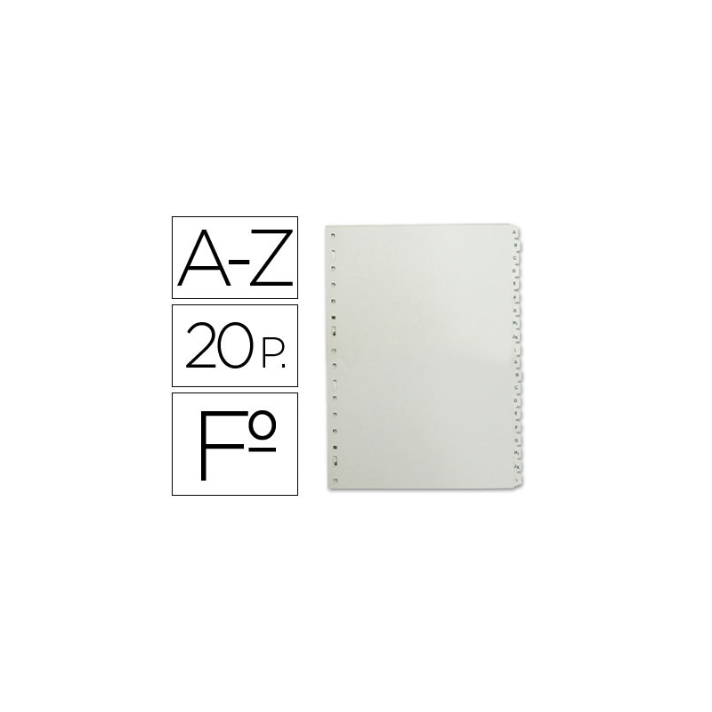 Separador alfabetico multifin 3005 plastico folio natural 20 pestañas 215x310 mm
