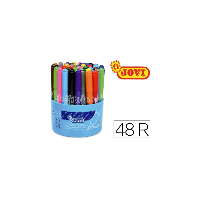 Rotulador jovi maxi 13 mm bote de 48 unidades 12 colores4 unidades de cada color