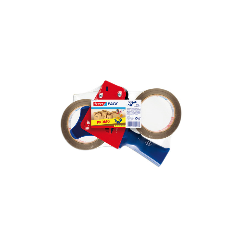 Portarrollo tesa para embalaje para rollos de 66mt x 50mm 2 rollos cinta marron