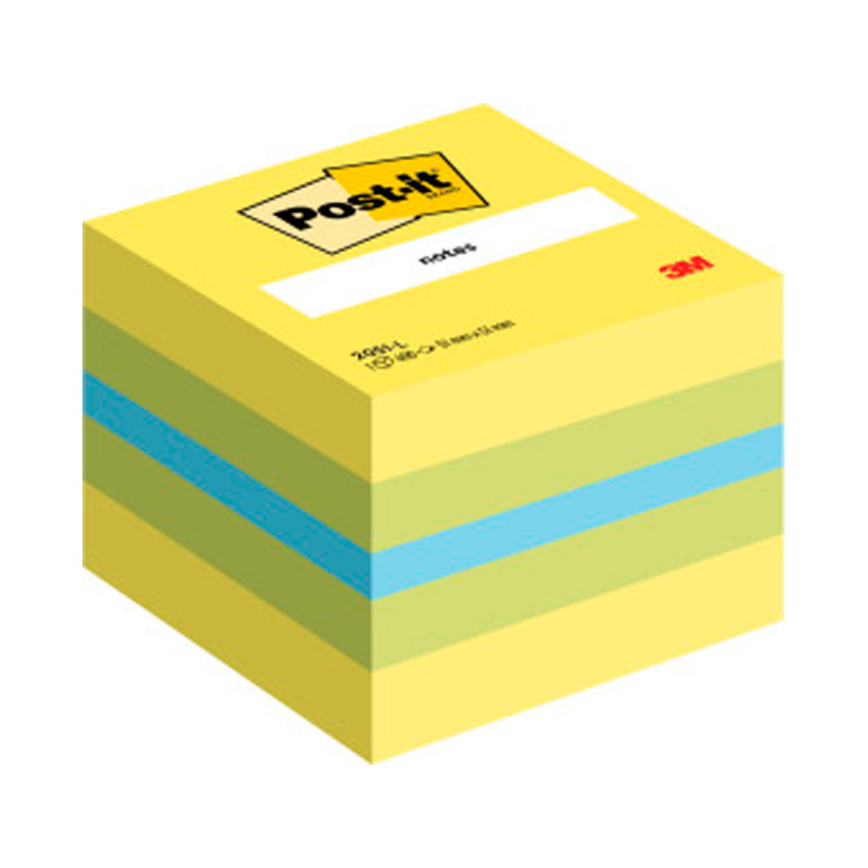 Bloc de notas adhesivas quita y pon post-it 51x51 mm minicubo color limon 2051-l 400 hojas