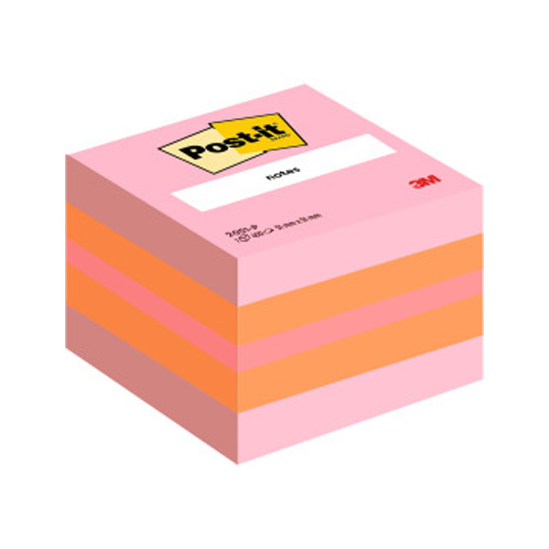 Bloc de notas adhesivas quita y pon post-it 51x51 mm minicubo color rosa 2051-p 400 hojas