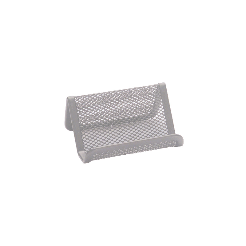 Portatarjetas q-connect metalico plata 11x7,5x5 cm