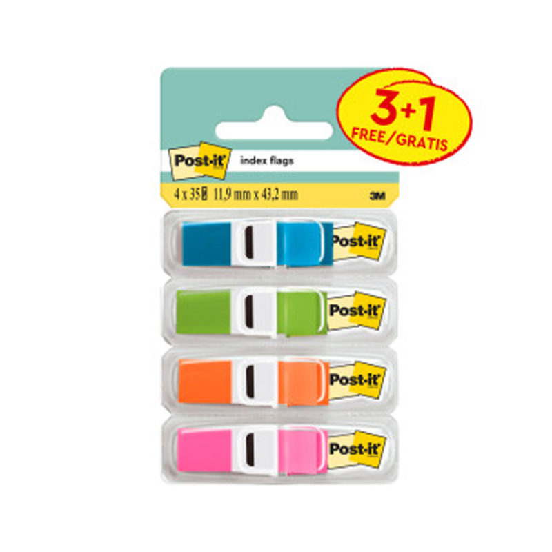 Banderitas señalizadoras post-it 3+1 gratis clipstrip
