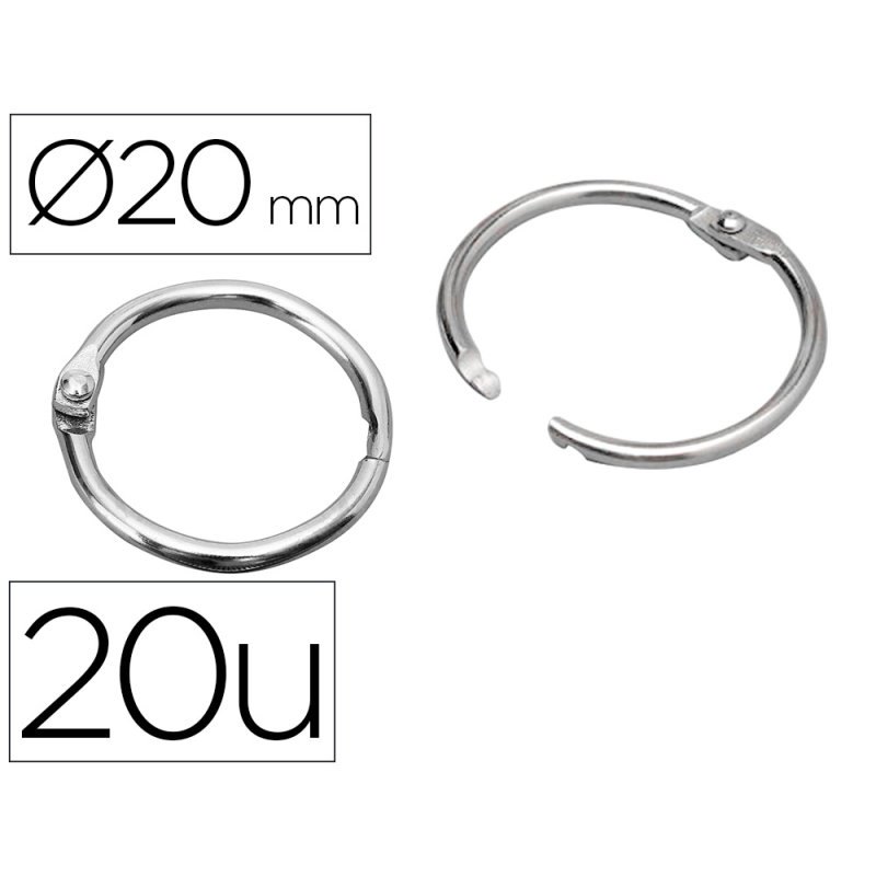 Anilla bisagra liderpapel niquelada n.1 diametro 20 mm caja de 20 unidades