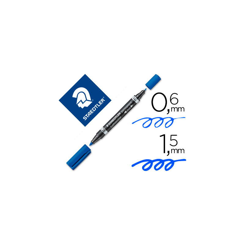 Rotulador staedtler lumocolor permanente duo 348 azul punta f 0,6 mm punta m 1,5 mm