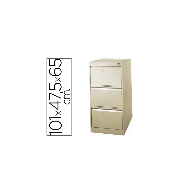 Fichero cajones de suelo metalico de 3 cajones 101 alto,65 prof. 47,5 ancho color beige n.34 antivuelco