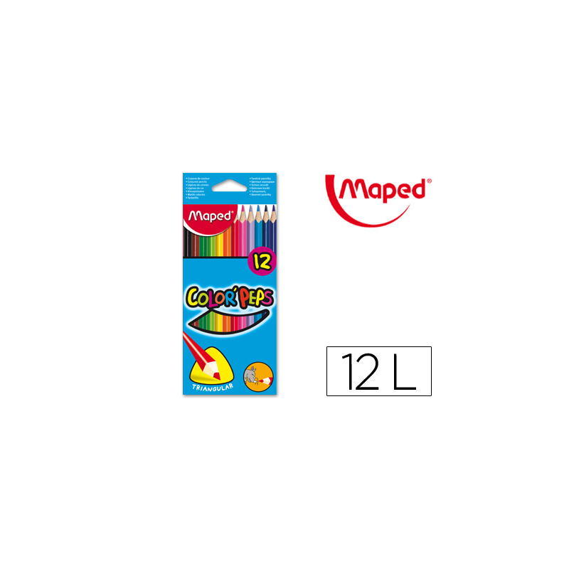 Lapices de colores maped triangulares caja de 12 unidades colores surtidos