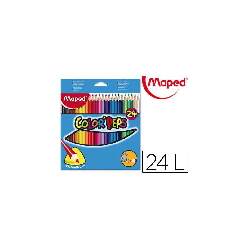 Lapices de colores maped triangulares caja de 24 unidades colores surtidos