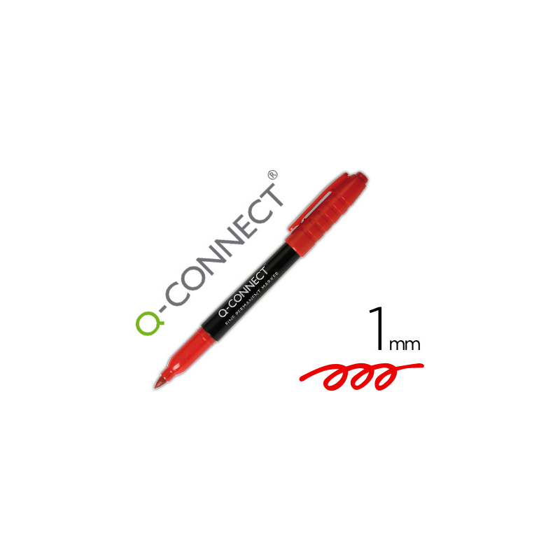 Rotulador q-connect para cd/dvd punta fibra permanente rojo punta redonda 1 mm