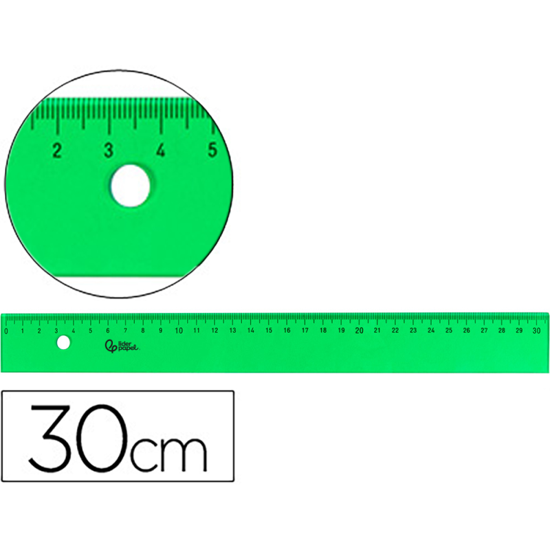 Regla liderpapel 30 cm acrilico verde