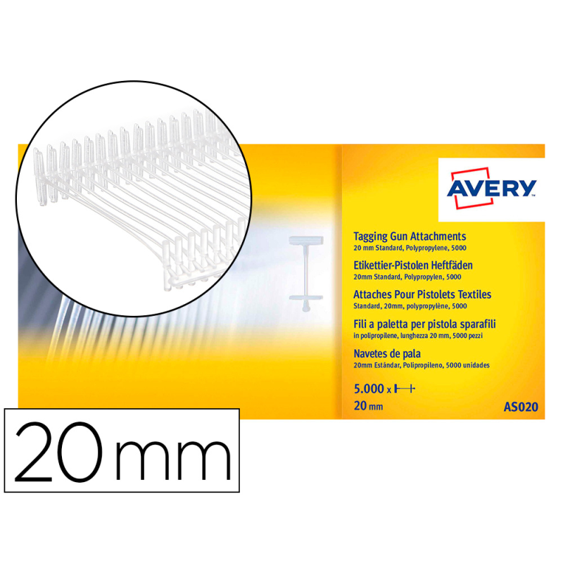 Recambio de navetes avery para pistola sujeta etiquetas 20 mm