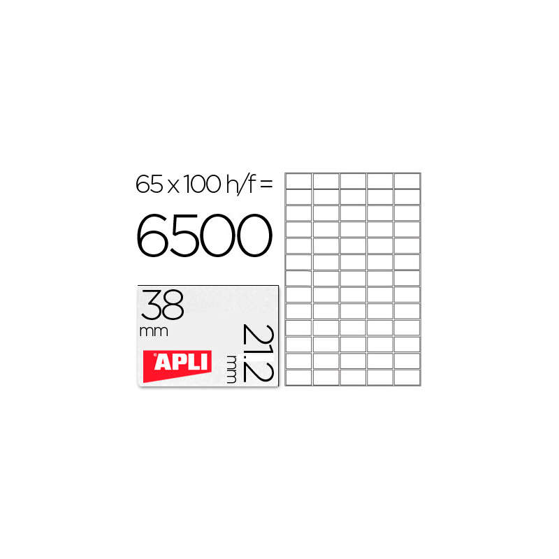 Etiqueta adhesiva apli 1283 tamaño 38x21.2mm para fotocopiadora laser ink-jet caja con 100 hojas din a4
