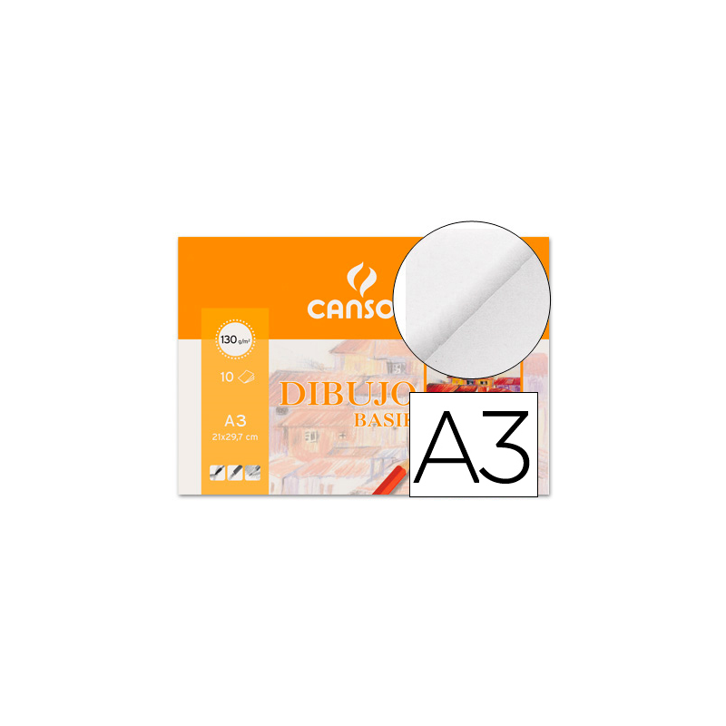 Papel dibujo basik 130 gr din a3 29,7x42 cm minipack de 10 hojas
