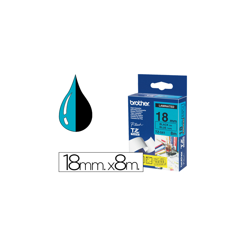 Cinta brother tze541 azul-negro 18mm longitud 8mt