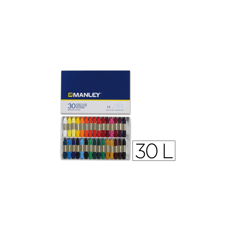 Lapices cera manley caja de 30 colores surtidos
