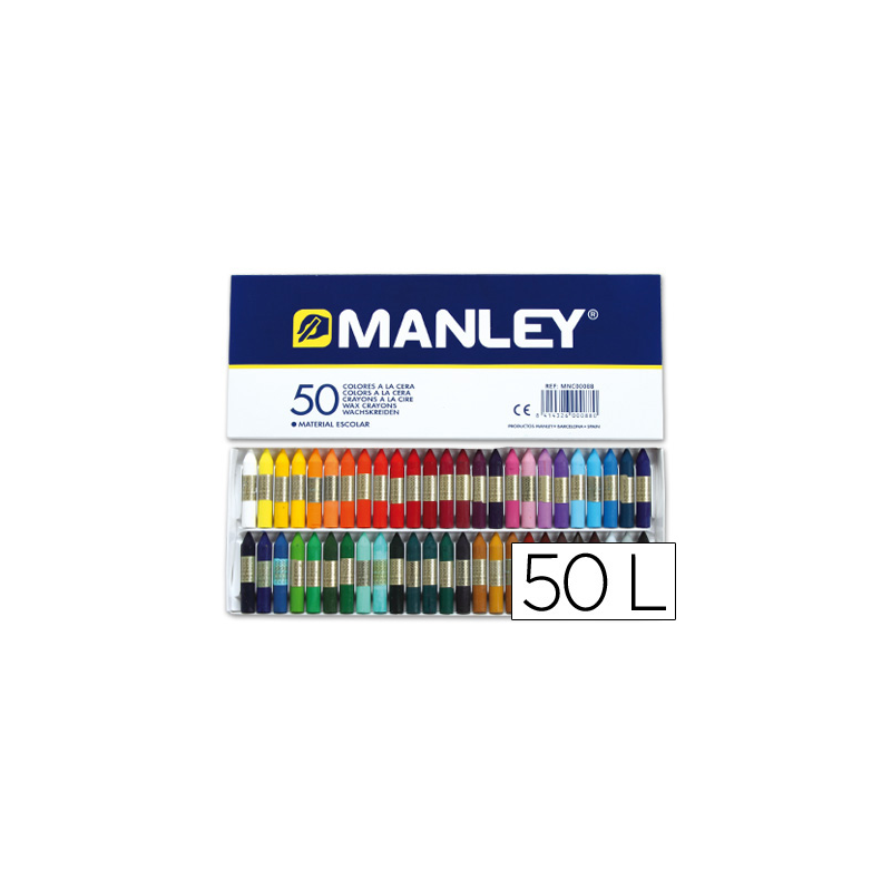 Lapices cera manley caja de 50 colores surtidos